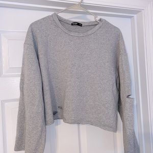 Ripped Drop Shoulder Crop Tee